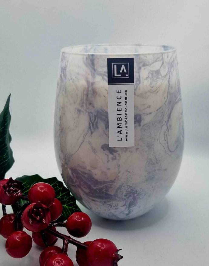 CHRISTMAS SALE - Marbled Blue Renee Candle Jar