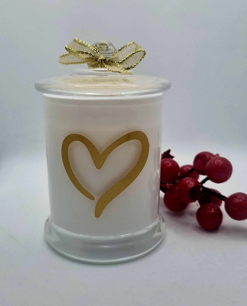 CHRISTMAS SALE - Medium Candle Jar with Gold Heart Vinyl Decal